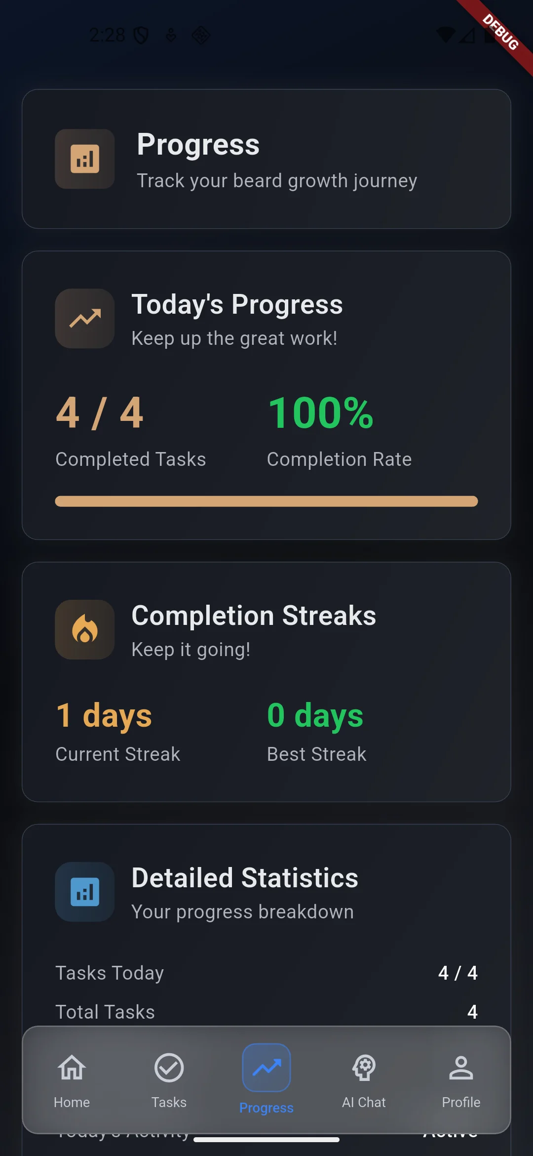 Progress Tracking - Monitor beard growth analytics